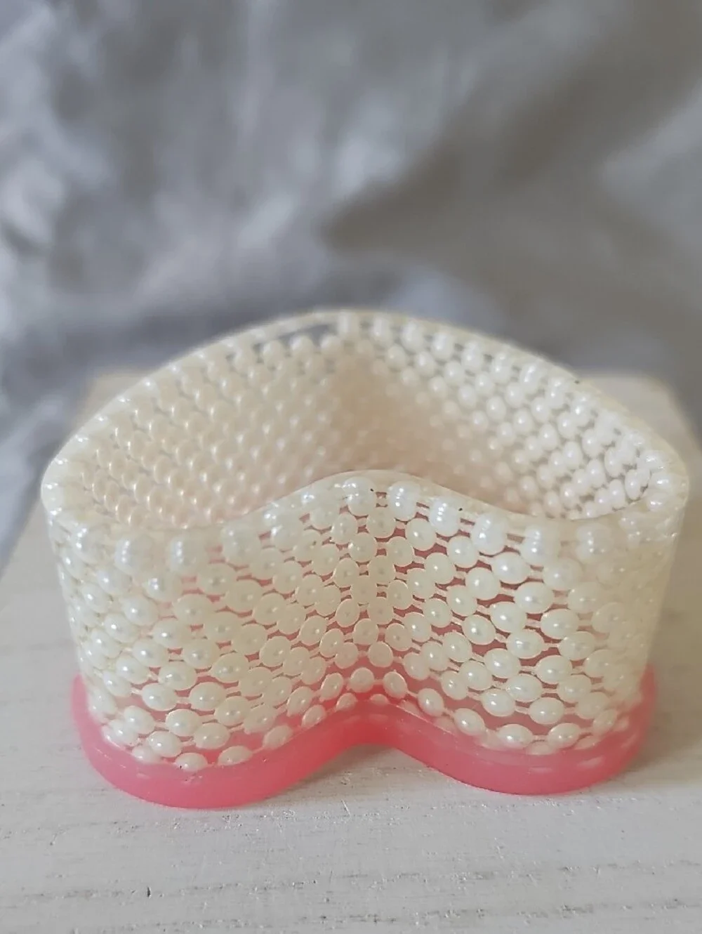 Heart Shaped Pink and Pearl Trinket Dish